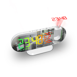 Radio FM Projection Réveil Double Alarmes Miroir Affichage Température et Humidité Numérique LED Miroir Horloge avec <span class=keywords><strong>Projecteur</strong></span> - Product Image 1