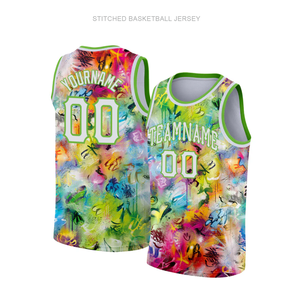 قمصان كرة سلة للأولاد مخصصة بتصميم قوس قزح مطبوع بتقنية التسامي، ذات رقبة مستديرة مع أرقام مطرزة - Product Image 5