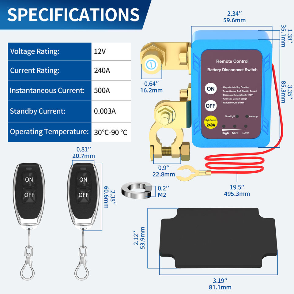 12V 240A Remote Kill Switch Remote Cut Off Switch Truck Marinme Remote ...