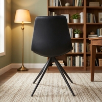 Chaise de salle à manger rembourrée pour la maison, revêtement en cuir PU résistant à l'usure, chaise araignée noire pour le marché américain et européen, décoration intérieure