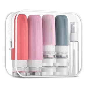 Logo personnalisé pour articles de toilette, accessoires pour bouteilles approuvés, ensemble de bouteilles de voyage en silicone anti-fuite et rechargeables - Product Image 1