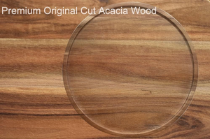 Plateau de service rond en bois en gros pour les collations, les amuse-gueules, les noix, plateau en bois d'acacia, plateau à charcuterie en bois - Product Image 4