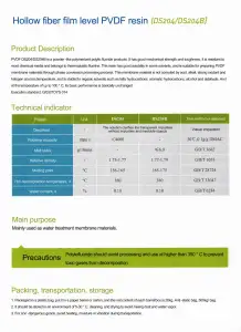 Matériaux de cathode de batterie Adhésif de qualité batterie-100% PVDF DS204 PVDF pour membrane de traitement de l'eau