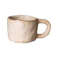 Tasse en grès du Hunan faite à la main, style vintage rétro, finition vieillie irrégulière, pour café, lait, eau, maison et bureau