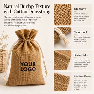 Sacs en toile de jute personnalisés avec logo, pochette cadeau à cordon, sac en fibre de chanvre naturelle pour bougies, savons, café, thé, emballage de mariage et de fêtes - Product Image 3