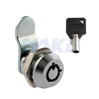 MK101AS-5 Serrure à came à quart de tour pour boîte à monnaie de 12,2 mm avec finition chromée antivol et cylindre de verrouillage réglable