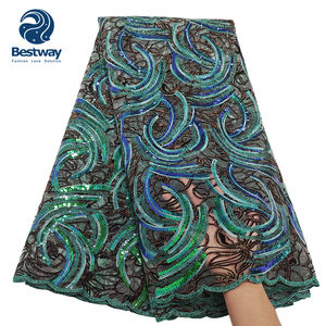 <span class=keywords><strong>Tissu</strong></span> en dentelle de tulle à paillettes en organza brodé africain - Product Image 1