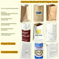 Sac en papier kraft de qualité alimentaire 25 kg en PP tissé avec soufflet, haute qualité, personnalisé pour l'emballage de mélanges d'épices et de condiments