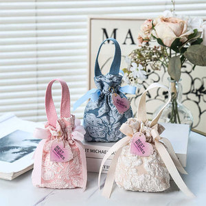 Elegant Organic Cotton Embossed <b>Flower</b> Love Wedding Favor <b>Bag</b> Security Customizable Luxury Drawstring <b>Gift</b> Pouch Candy Jewelry - Product Image 5