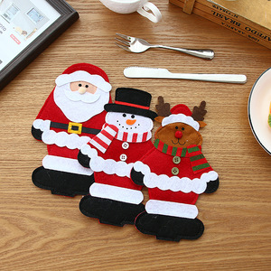 Bolsa de Tela <span class=keywords><strong>para</strong></span> Decoración de Mesa Navideña con Diseño de Papá Noel y Renos, Novedad <span class=keywords><strong>para</strong></span> la Cena Navideña - Product Image 3