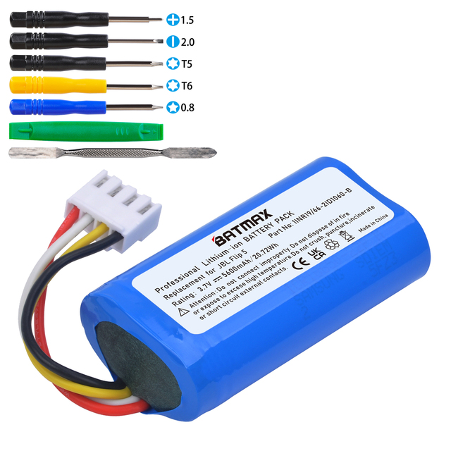 BATMAX 3.7V 5600mAh Battery 1INR19/66-2ID1060-B for JBL Flip 5, Flip5 Special Edition for JBL Speaker Replacement Battery