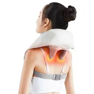 Commercio all'ingrosso della fabbrica scialle di massaggio 3D Shiatsu dietro collo e spalla massaggiatore profondo per impastare sollievo dal dolore del collo vibratore - Product Image 3