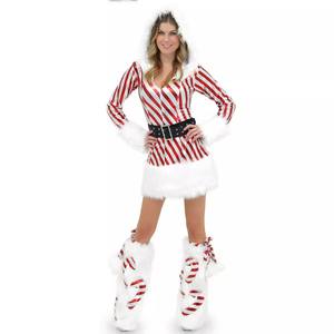 Disfraz de Espectáculo para Discoteca, Fiesta, Hotel, Actuación de Gogo, con Rayas Rojas y Blancas, Cubre Pies para Mujer, Fotografía - Product Image 1