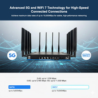 Routeur Wi-Fi 7 d'entreprise 3 bandes avec modem carte SIM 5G, Wi-Fi sans fil 6 GHz 19000 Mbps, WAN/LAN 2.5G, USB 3.0, OpenWRT, modem 4G LTE