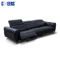 MANWA HCHEERS 3-teiliges Leder-Relaxsofa-Set Wohnzimmer Schwarz Premium 3+2+1 Doppelmotor Elektrisches Couch-Set Möbel