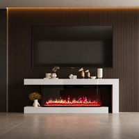 Cheminée électrique encastrable Valse Modern avec thermostat réglable contrôlé par application, verre trempé, flammes LED 7 couleurs, économe en énergie