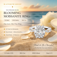 Bague en Moissanite Ovale 1 carat Couleur D VVS, en Argent Sterling S925 Plaqué Rhodium, Coupe 3EX, Bijou de Mariage ou de Fiançailles pour Elle, Certifiée GRA