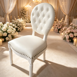 Chaises de salle à manger en bois blanc nordique moderne, meubles de banquet pour événements de mariage, sièges ronds personnalisés - Product Image 1