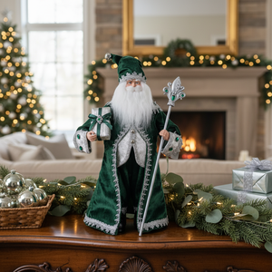 Customized Design Hotel Desktop High End Unusual Velvet Kerst Santa Clause Crafts - Product Image 2