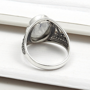 Personalizado hecho a mano de lujo Arco Iris piedra lunar 925 Plata anillos de moda elegante y elegante S925 joyería para ella al por mayor - Product Image 4