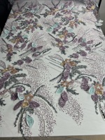 Tissu en dentelle brodée de perles et de sequins lourds, coloré, de luxe, en polyester recyclé certifié GRS, écologique, vente en gros