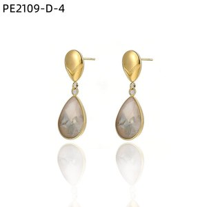 ต่างหูแบบห้อย Amy Amy ชุบทองรูปทรงหยดน้ำประดับเปลือกหอย สำหรับผู้หญิง เหมาะสำหรับงานปาร์ตี้ สไตล์คลาสสิก ตกแต่งขอบแบบ Bezel Setting แฟชั่นต่างหูแบบห้อย - Product Image 2