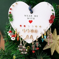 14 paires de boucles d'oreilles à la mode style cloche à paillettes rouges pour femmes forme florale flocon de neige tasse balancent coloré et à la mode