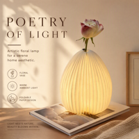 Lampe en papier pliable en forme de vase avec tube floral, lumière de nuit LED à intensité variable rechargeable par USB, décoration portable pour la maison et le bureau