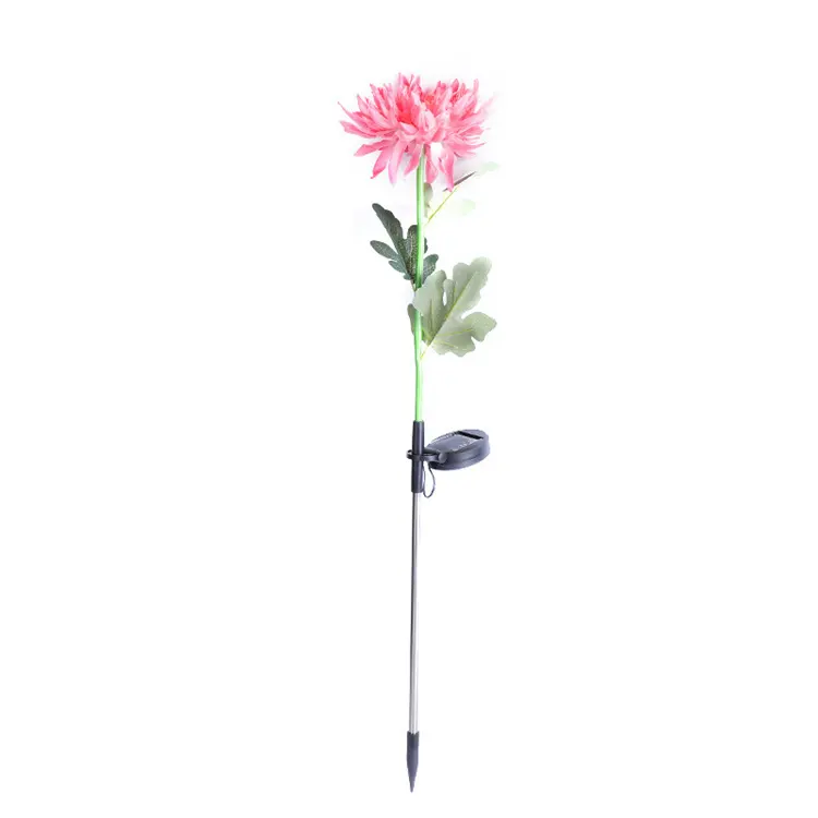 Kleur Veranderende Lighten Chrysanthemum Rose Plastic Bloemen Solar Led Tuin Staak Licht Buiten Waterdichte Tuinlamp