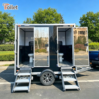 Remorque de toilettes mobiles de luxe multi-emplacements pour extérieur, avec espaces séparés homme/femme, unité sanitaire intégrée