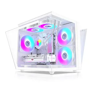 เคสคอมพิวเตอร์สำหรับเล่นเกมหอคอย M-ATX ITX พร้อมกระจกนิรภัยด้านข้างเคสตู้คอมพิวเตอร์สำหรับเล่นเกมโลโก้ตามศุลกากร