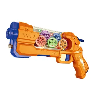 Battery operated transparent gear drive mist spray guns electric projection toy gun with light music for kids new arrival guns
