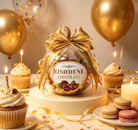 Caja de Regalo de Chocolate Esférica Transparente Envuelta en Cinta Dorada RISHDENE, Envoltorio Mixto para Dulces de Chocolate con Nueces para Recuerdos de Boda