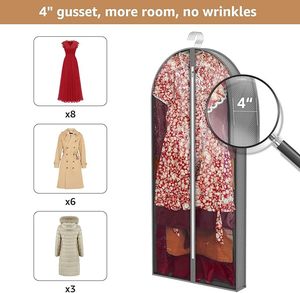 Ensemble de rangement pour vêtements de 10 pièces avec 10 cintres inclus, non tissé, 3D, anti-poussière, fermeture éclair, sac de rangement pour vêtements, sac de voyage - Product Image 3