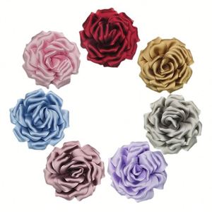 Flor de Rosa de Tela Satinada Colorida Hecha a Mano de 10 cm, Ecológica, Reutilizable, para Decoración de Cabello en Bodas y Fiestas - Product Image 5