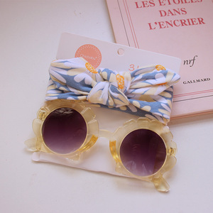 Kids Cartoon Sunglasses <b>Headband</b> Set <b>Baby</b> Flower Shade Glasses Solid Hollow Bow Hair Band <b>Baby</b> Wear Hair Accessory Set For Girls - Product Image 4