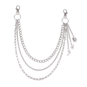 Fashion Denim <b>Waist</b> <b>Chain</b> Double Layer Metal Hip Hop Party Accessory Unisex Zinc Alloy White K - Product Image 5