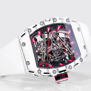 Nouvelle Montre Mécanique Squelette Style RM 2025 pour Homme, Boîtier Blanc, Accents Roses Fluorescents, Mouvement Creux, Montre-Bracelet de Luxe Sportive - Product Image 3