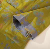YIYAN - Bata de Algodón Teñido Personalizada para Mujer, Nueva Colección |   Ropa de dormir y de estar en casa con cuello en V, color amarillo jadeíta