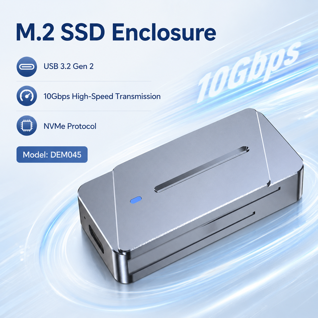 Mini 2230 M.2 NVMe SSD Enclosure Tool-free 10Gbps Type-C JMS583 Chip Aluminum External Hard Drive Case Portable Box 2TB