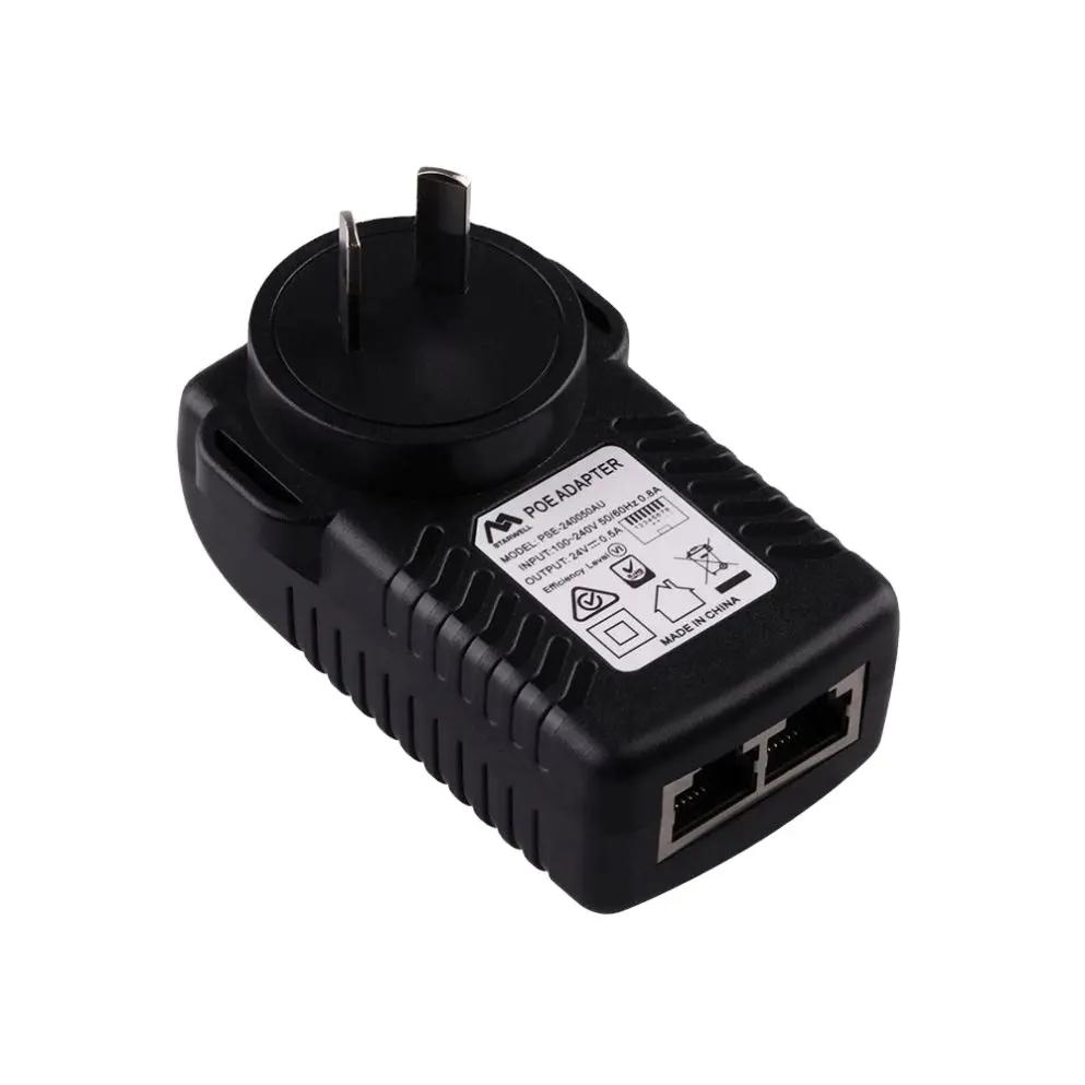 Gigabit pasivo con entrada Usb Rj45 Salida macho 12V Inyector Poe Adaptador de corriente de red de 2 puertos