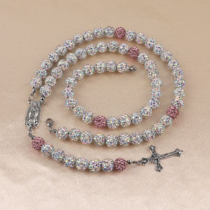 <span class=keywords><strong>Collana</strong></span> Bling Bling Bling Disco Ball <span class=keywords><strong>collana</strong></span> rosario religioso di alta qualità con rosario <span class=keywords><strong>rosa</strong></span> bianco e <span class=keywords><strong>perline</strong></span> da donna - Product Image 6