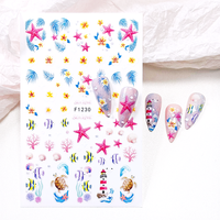 Autocollants 3D Mignons d'Été pour Ongles, Motifs Dessins Animés Fruits Océan Flamants Roses Citrons, Décalcomanies Auto-Adhésives pour Enfants pour Manucure DIY