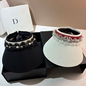 Élégant chapeau de <span class=keywords><strong>soleil</strong></span> coréen en dentelle perlée pour femme, double face, en soie glacée, idéal pour l'été et la plage - Product Image 1