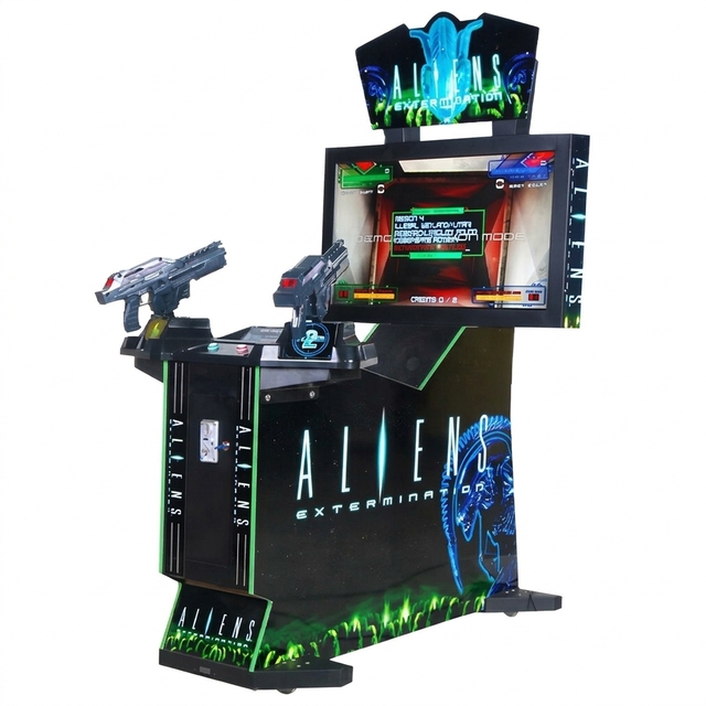 42 Inch LED Two Player Shooting Video Arcade Simulator Customizable Kids Coin-Operated Game Machine 6+ Years Game Centers-'Alien