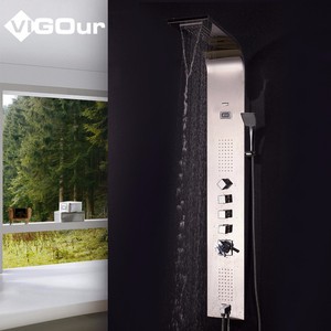 Columna de Ducha Moderna de Pared con Acabado Cromado para Hoteles, con Efecto Lluvia, Alta Presión, Triple Salida de Agua y Barra Deslizante - Product Image 2