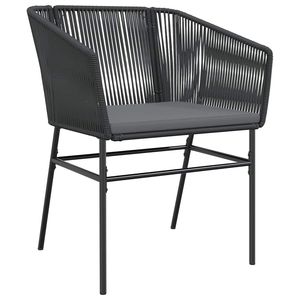 Ensemble de salle à manger de jardin en rotin noir 4 places, mobilier d'extérieur contemporain, structure métallique résistante aux intempéries - Product Image 4