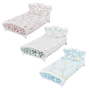 Casa delle bambole casa delle bambole mobili in miniatura letto dipinto rose rosa bianche fiore di giglio floreale - Product Image 2