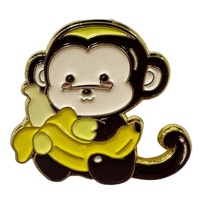 Pin de Solapa Personalizado de Fábrica con Diseño de Logotipo Interesante, Esmalte Suave, Bañado en Oro, Insignia Metálica, Broche de Mono Adorable