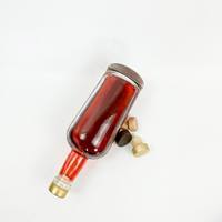 Bouteille à vin élégante en verre transparent avec bouchon doré et base lourde pour le stockage de spiritueux et de liqueurs à domicile, présentoir décoratif pour comptoir